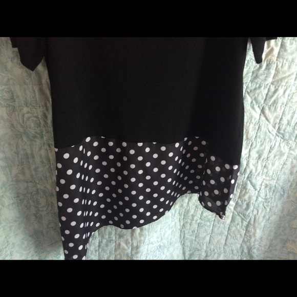 Black Polka Dot Skirty Tunic Top NWOT - Picture 4 of 7
